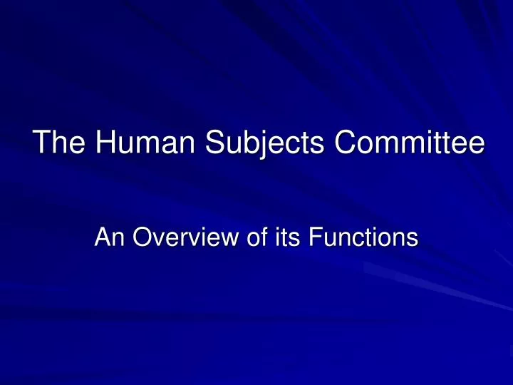 the human subjects committee
