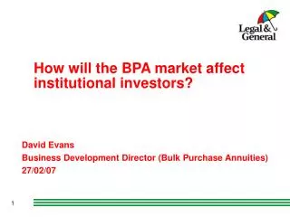 How will the BPA market affect institutional investors?