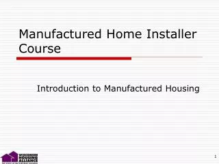 Manufactured Home Installer Course