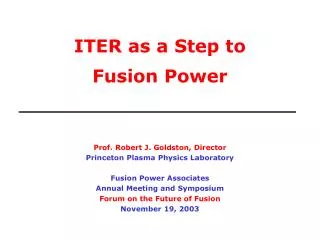 ITER as a Step to Fusion Power