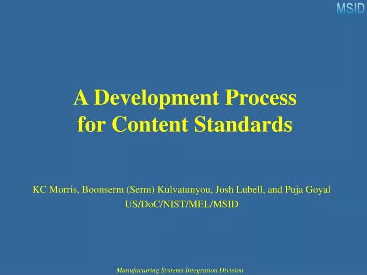 a development process for content standards