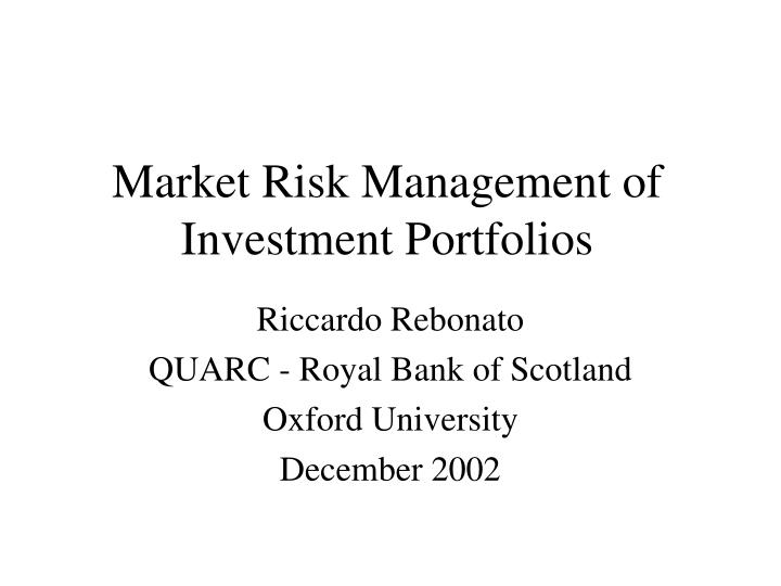 market risk management of investment portfolios