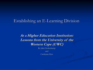 Establishing an E-Learning Division