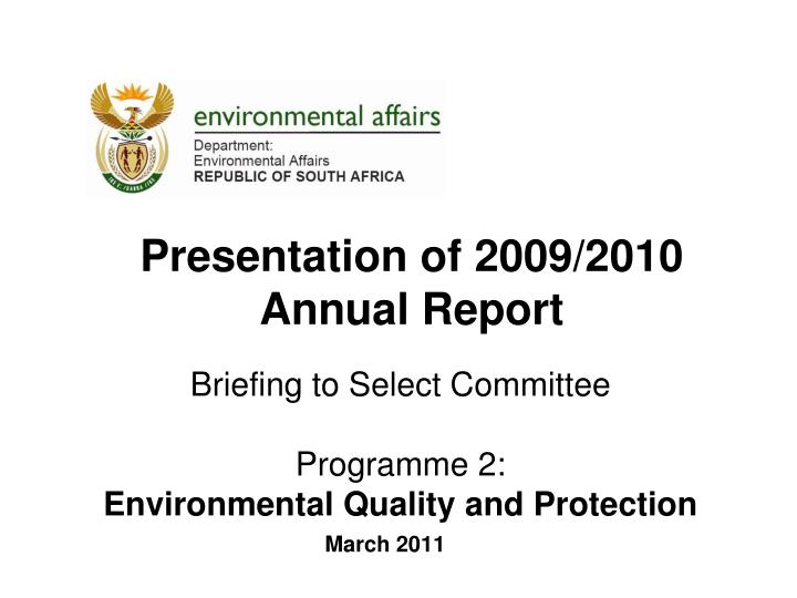 briefing to select committee programme 2 environmental quality and protection