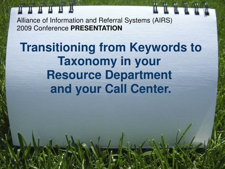 alliance of information and referral systems airs 2009 conference presentation