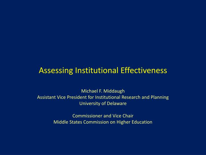 assessing institutional effectiveness