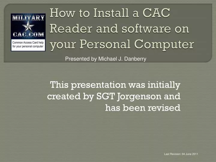 how to install a cac reader and software on your personal computer