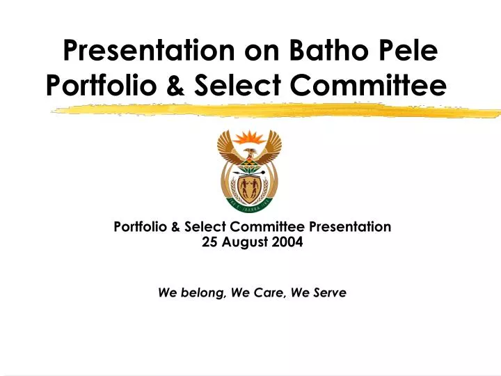 presentation on batho pele portfolio select committee