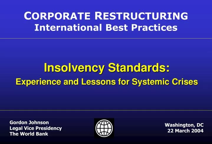 insolvency standards experience and lessons for systemic crises