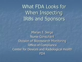 What FDA Looks for When Inspecting IRBs and Sponsors
