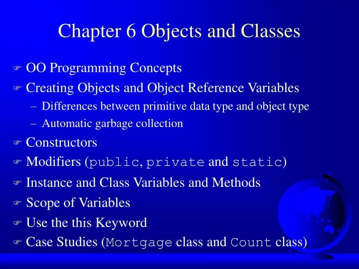 chapter 6 objects and classes