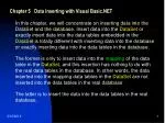 Chapter 5 Data Inserting with Visual Basic.NET - slide 1