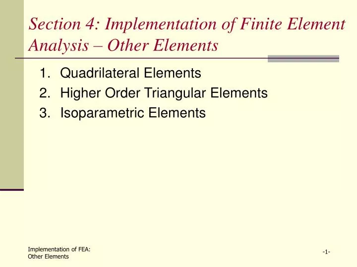 section 4 implementation of finite element analysis other elements