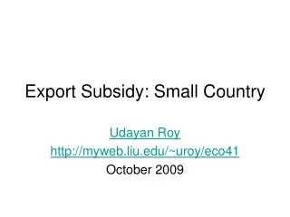 Export Subsidy: Small Country