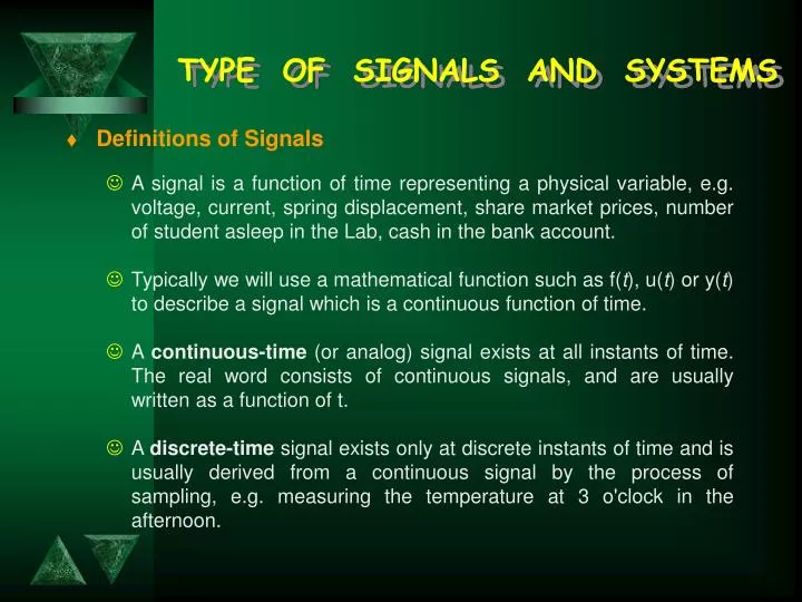 type of signals and systems