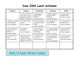 June 2004 Lunch Schedule