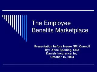 The Employee Benefits Marketplace