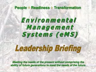 Environmental Management Systems (eMS)