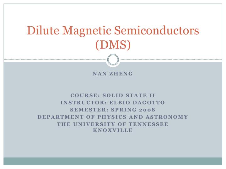 dilute magnetic semiconductors dms