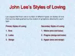 John Lee’s Styles of Loving - slide 1