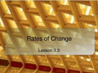 Rates of Change