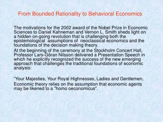 From Bounded Rationality to Behavioral Economics