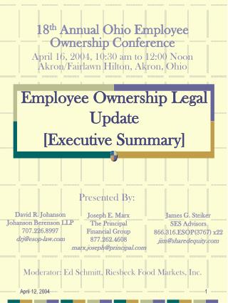 Employee Ownership Legal Update [Executive Summary]