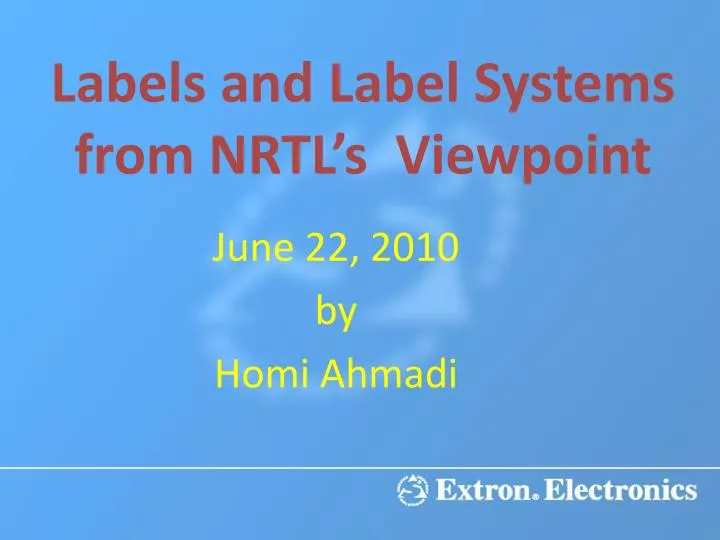 labels and label systems from nrtl s viewpoint