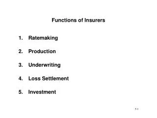 Functions of Insurers