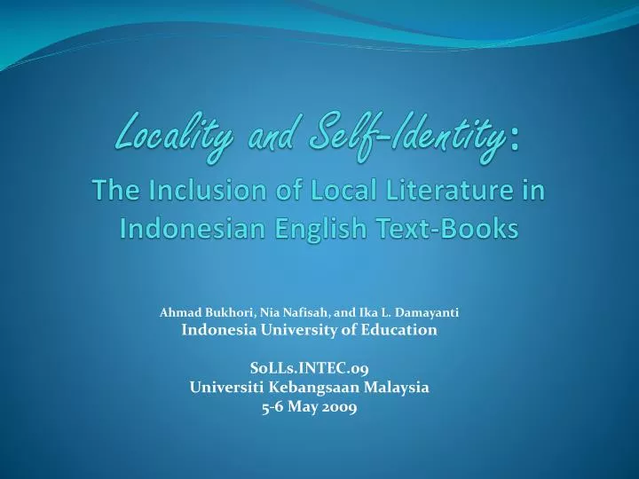 locality and self identity the inclusion of local literature in indonesian english text books