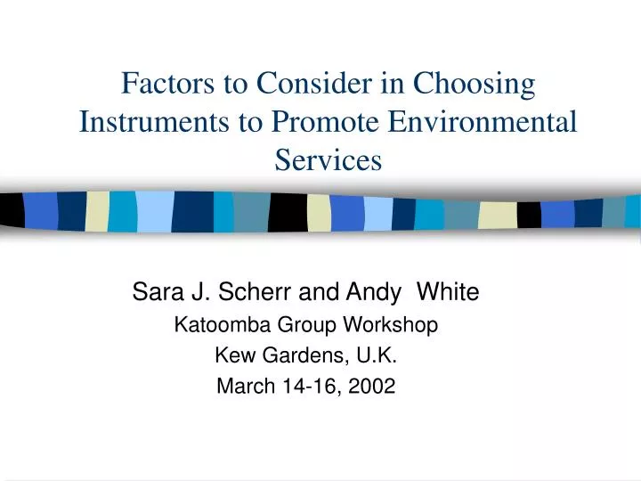 factors to consider in choosing instruments to promote environmental services