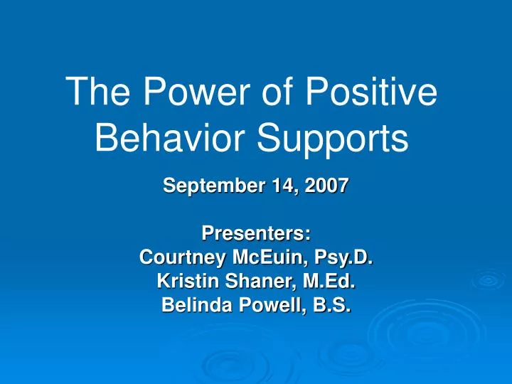 the power of positive behavior supports