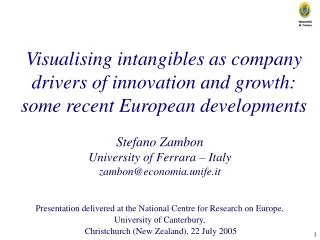 Visualising intangibles as company drivers of innovation and growth: some recent European developments