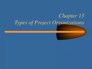 Chapter 13 Types of Project Organizations