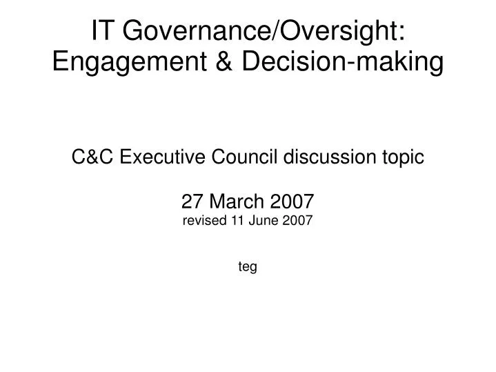 c c executive council discussion topic 27 march 2007 revised 11 june 2007 teg