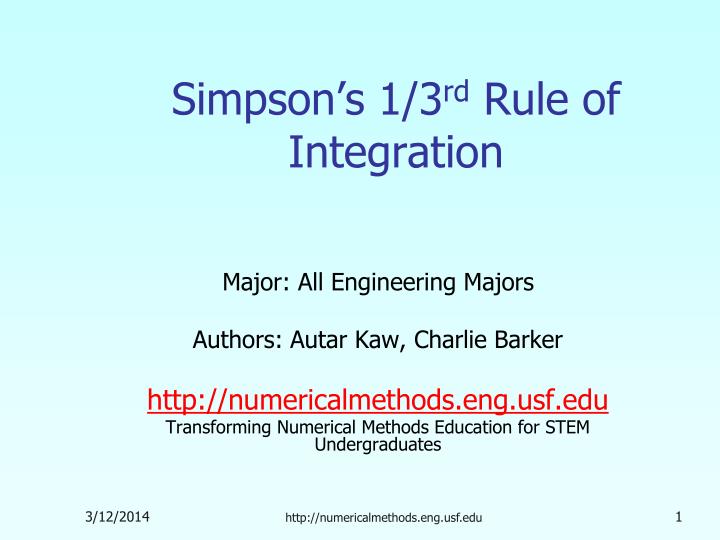 simpson s 1 3 rd rule of integration