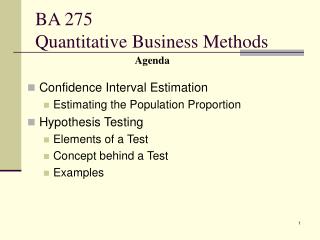 BA 275 Quantitative Business Methods