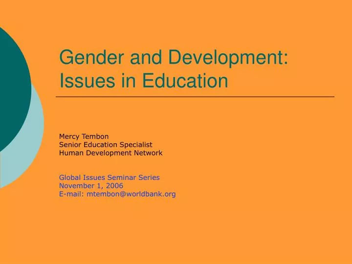 gender and development issues in education