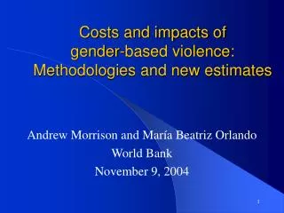 Costs and impacts of gender-based violence: Methodologies and new estimates