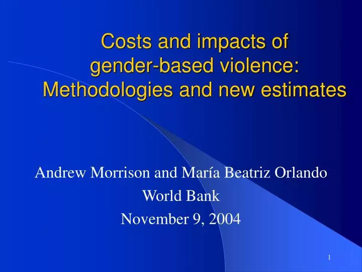 costs and impacts of gender based violence methodologies and new estimates