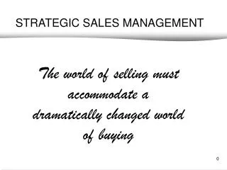 STRATEGIC SALES MANAGEMENT