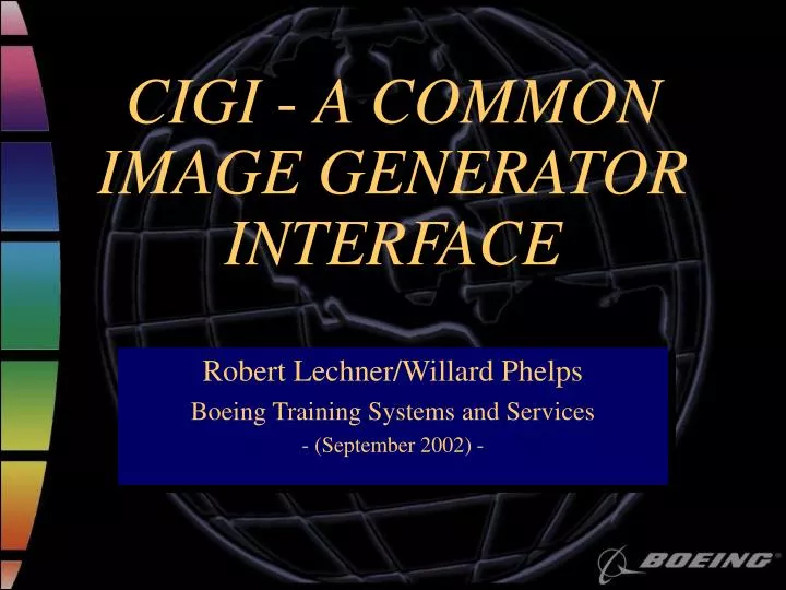 cigi a common image generator interface