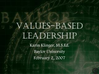 Values-based leadership