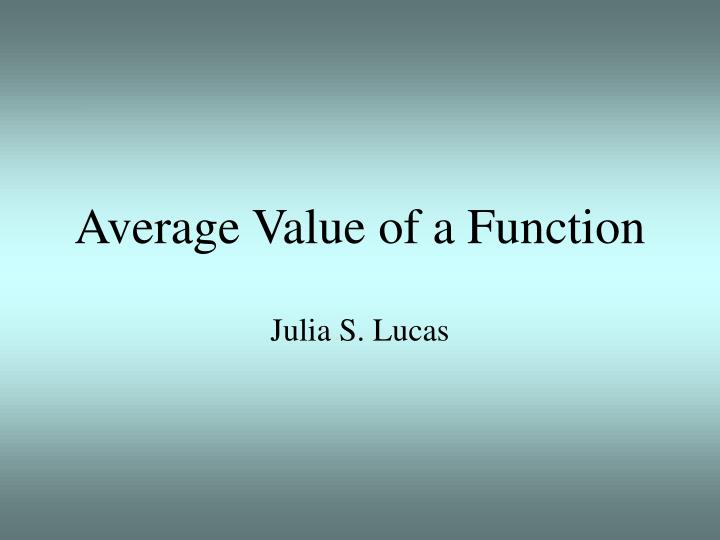 average value of a function