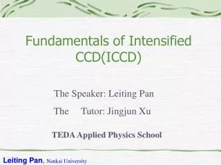 Fundamentals of Intensified CCD(ICCD)
