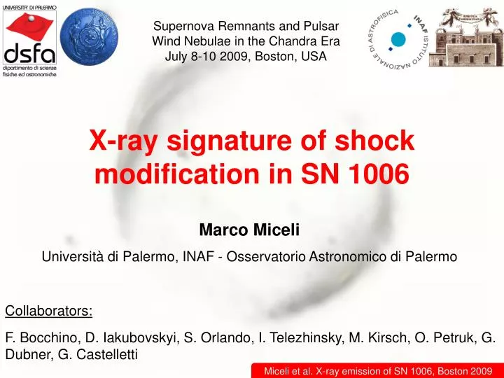 x ray signature of shock modification in sn 1006
