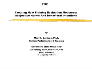 Creating New Training Evaluation Measures: Subjective Norms And Behavioral Intentions