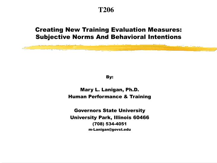 creating new training evaluation measures subjective norms and behavioral intentions
