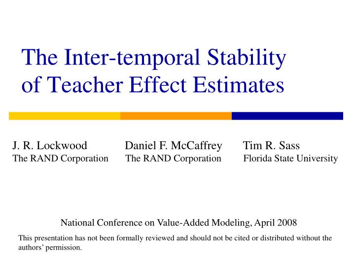 the inter temporal stability of teacher effect estimates