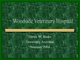 Derek W. Brake Veterinary Assistant Summer 2004